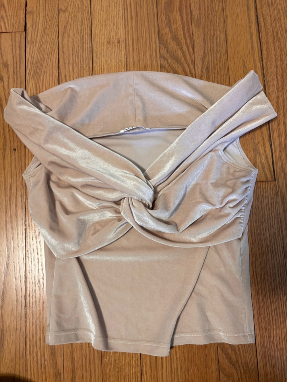 Twist Front Reformation velour velvet Beige Top